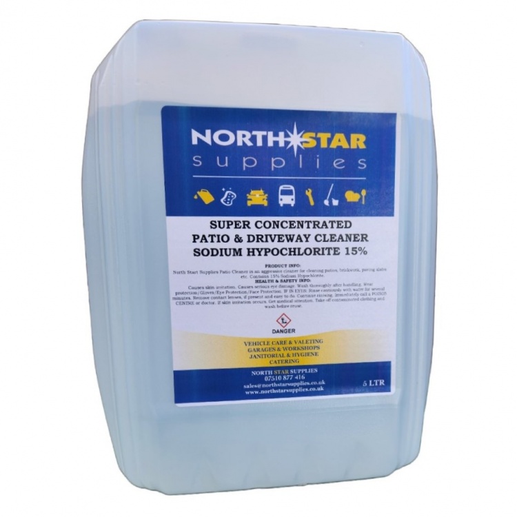 Super Concentrated Patio & Driveway Cleaner - 15% Sodium Hypochlorite - North Star Supplies